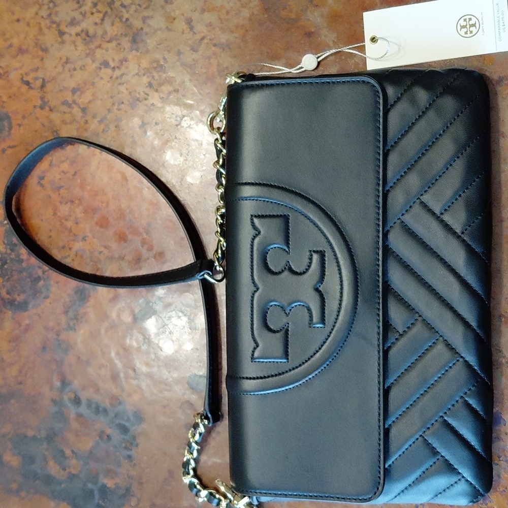 NWT TORY BURCH ALEXA LEATHER CLUTCH SHOULDER BAG